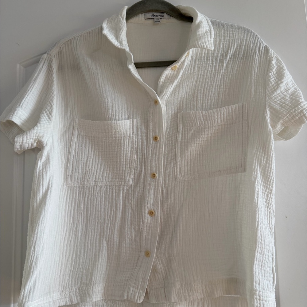 Madewell White Gauze Button-Down Shirt